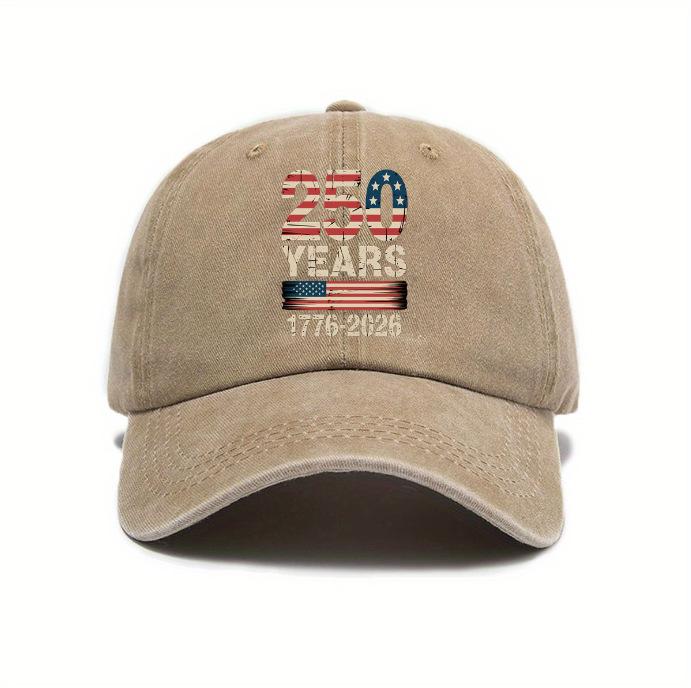 Men's baseball cap with American 250th anniversary print, American retro style, fashionable curved brim hat