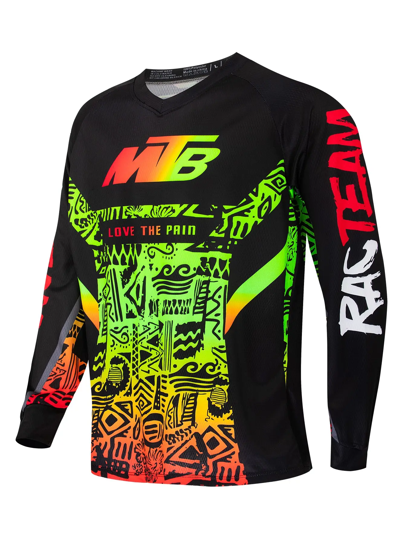 Racing Long Sleeve Quick-Dry T-Shirt for Mountain Biking, Outdoor Sports Gear, Active Sportswear, Casual Loose-Fit Print Tee for Spring & Fall