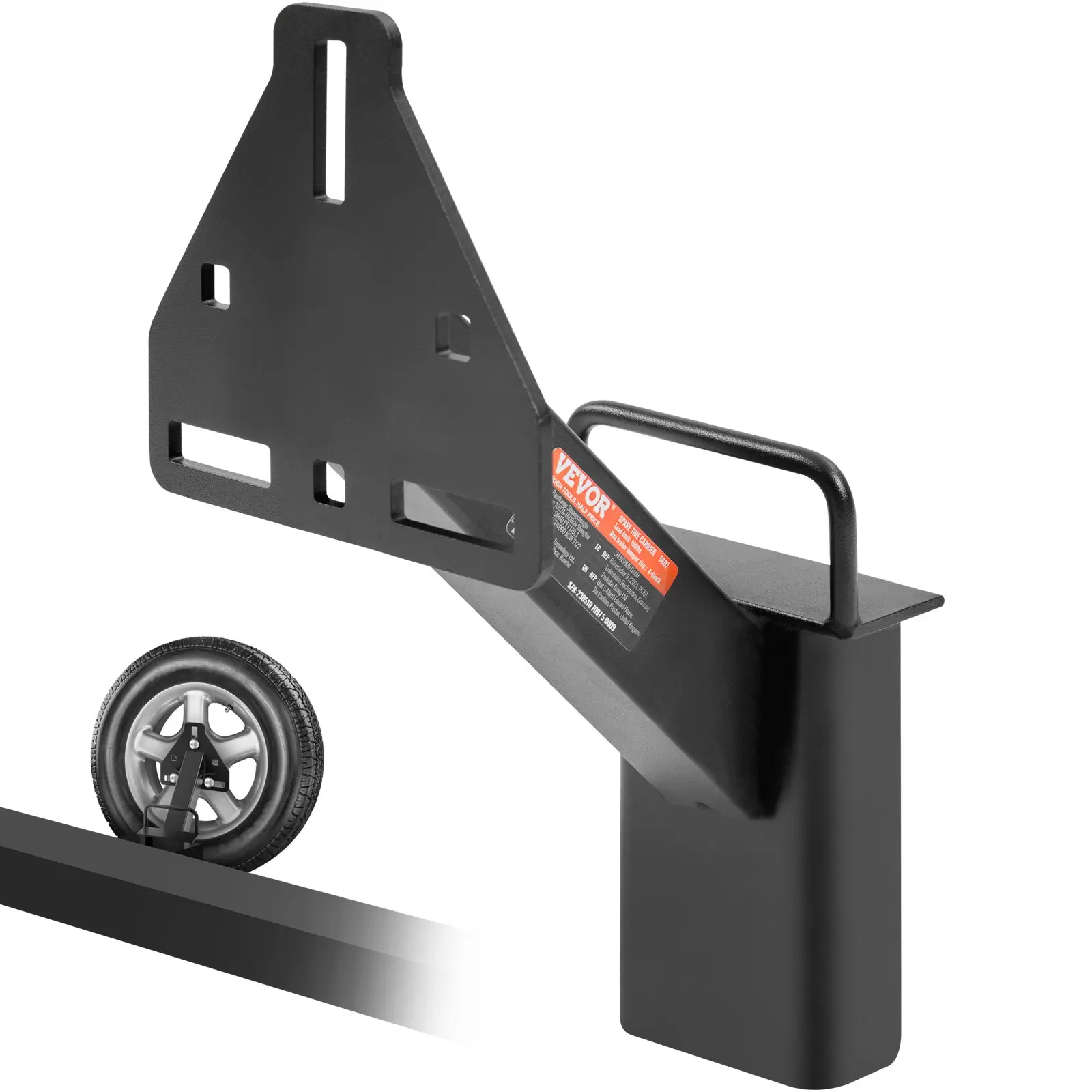 【DealsForYouDays】VEVOR Spare Tire Carrier - Trailer Spare Tire Mount, 160 lbs Capacity Utility Trailer Accessory, Fits Most 4,5,6,8-Lug Wheels on 4",4.25",4.5",4.75",5",5.5",6",6.5" Bolt Patterns (Wheel-Compatible)