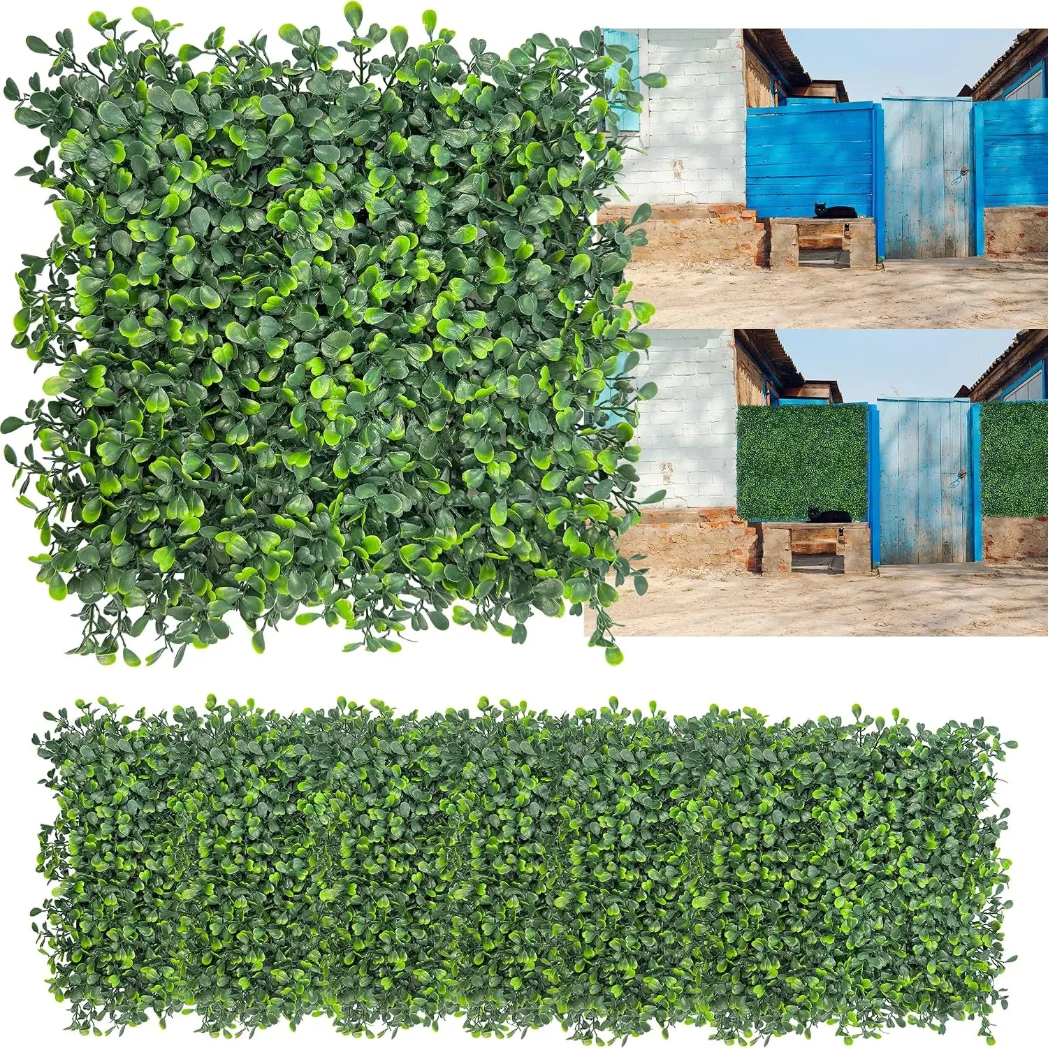 16 Pieces 10"x10" Artificial Grass Wall Panels Backdrop Decoration for Indoor Outdoor Party Wedding Home Garden DIY Decor