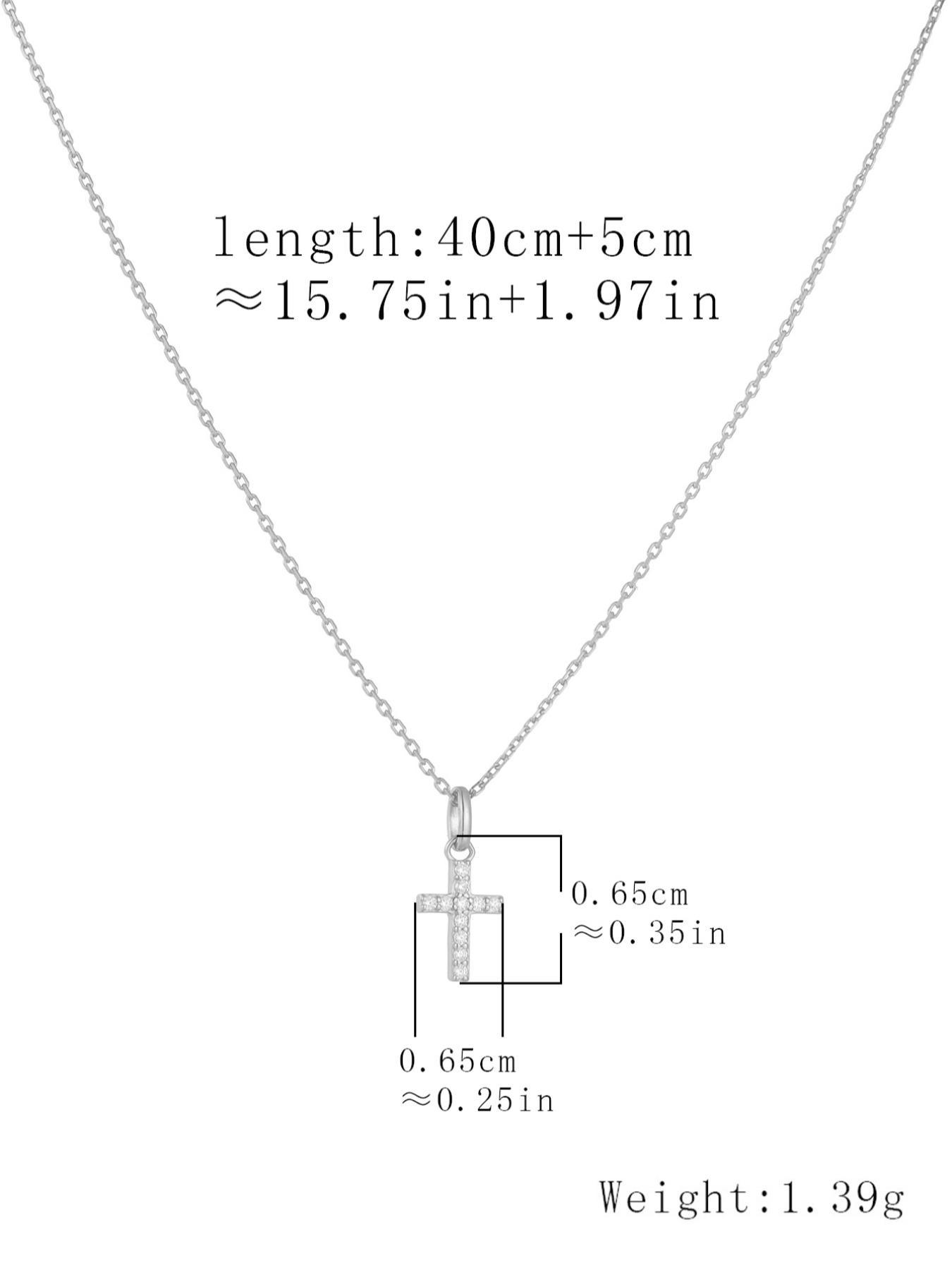 925 Sterling Silver Synthetic Zircon Inlaid Cross Pendant Necklace, Fashion Jewelry for Party, Daily Clothing Decor, Trendy All-match & Exquisite Jewelry for Gift, Cross Design Pendant