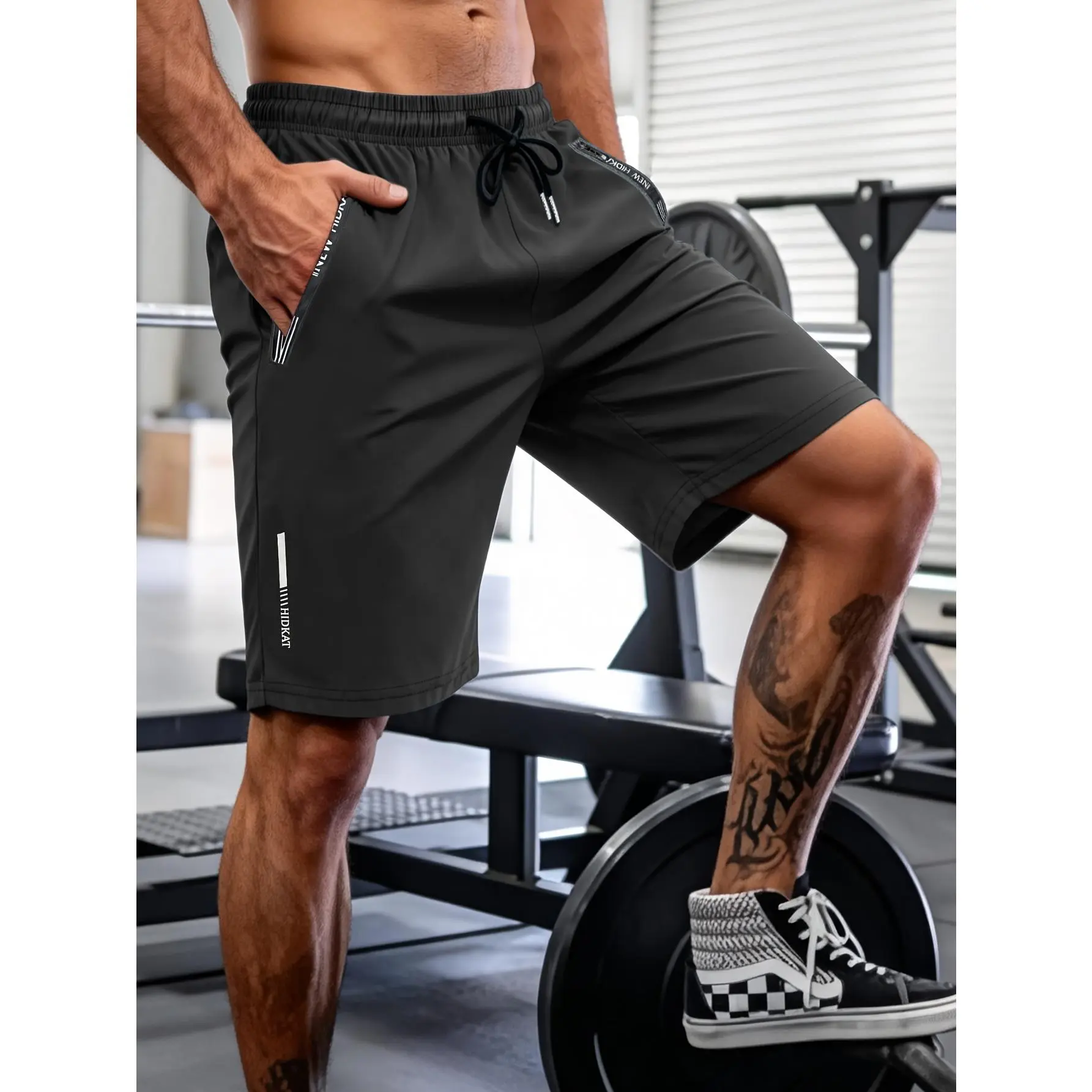 Men's Casual Sports Shorts - Elastic Straight Cut, Printed Design, Drawstring, Zip Pockets - Suitable for Fitness, Running, Everyday Commuting