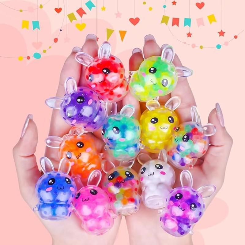 12 Pcs Easter Bunny Mini Squeeze Balls,Random Color Easter Basket Stuffers, Easter Egg Fillers, Kawaii Squishies Stress Relief Fidget Toys for Kids Boys Girls Toddlers Gifts Party Favors