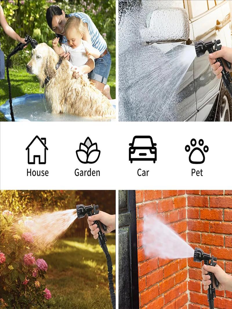 50FT Expandable Garden Hose, Water Pipe Flexible Hose with 7 Function Spray Nozzle for Watering Lawn Yard Garden Car Washing Pet Cleaning Easy Storage