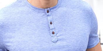 PASLTER  Men Short/Long Sleeve T-Shirt Casual Solid Color Button-up Henley Shirt V Neck Tee Tops M4B039 Menswear Streetwear