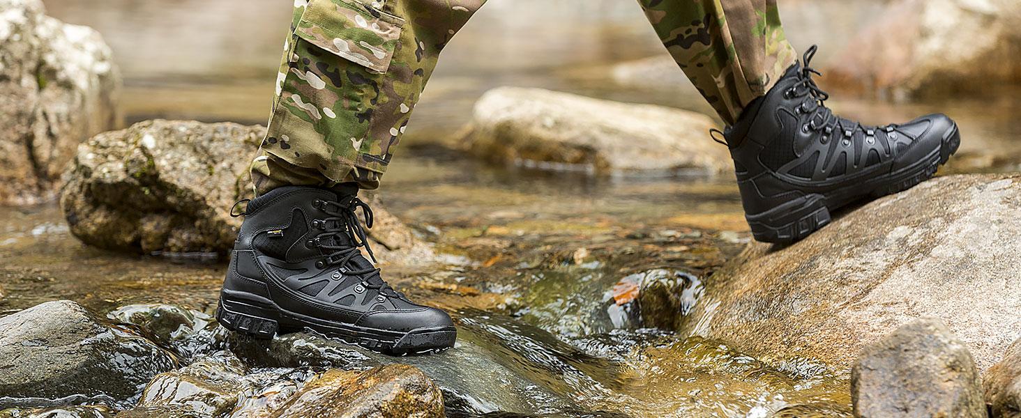 FREE SOLDIER Men's Waterproof Tactical Hiking Boots Military Work Boots Combat Boots