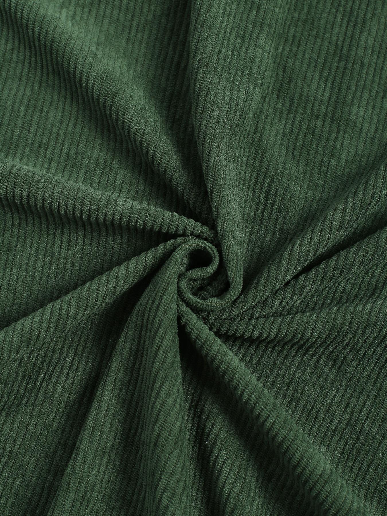 Men's Corduroy Pocket Short Sleeve Shirt, Ink, Casual Loose-Fitting Top, All Seasons, Plain Pattern, H Type,Men's Corduroy Pocket Short Sleeve Shirt, Dark Casual Loose Fit Top, All Seasons Woven Fabric, Moderate Thickness, Casual Comfy Collared