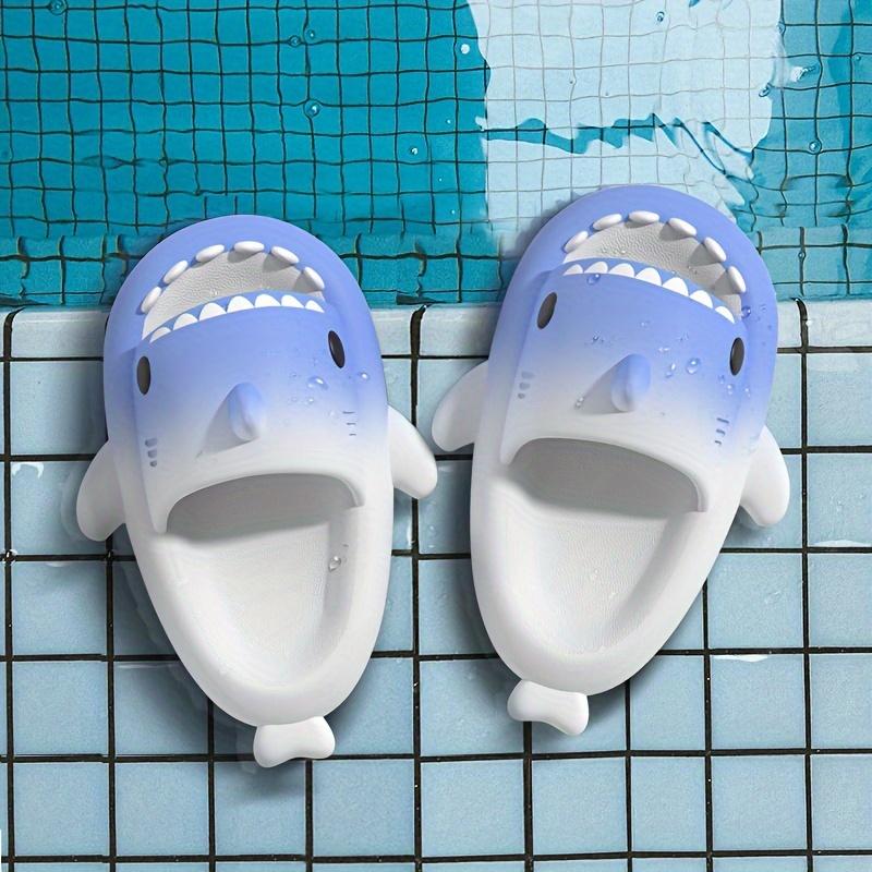 Men's Cute Shark Slides, Casual Non Slip Slippers, Open Toe Shoes For Indoor Outdoor Beach Shower, Spring And Summer