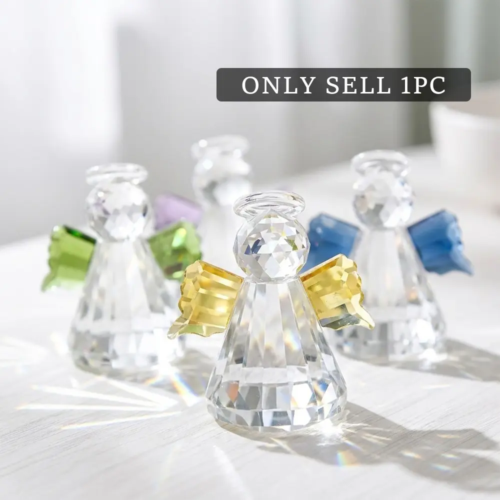 Crystal Guardian Angel Figurine, Handcrafted Glass Angel Statue 2.6", Home Decor, Office Tabletop Display, Gift for Loved Ones