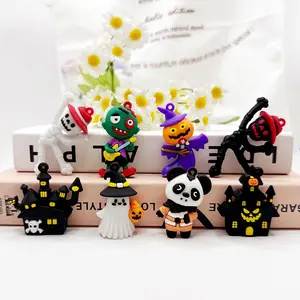 New Halloween Silicone Keychain Charms, Ghost Skeleton Spooky Castle DIY Toy Accessories With Classic Halloween Elements