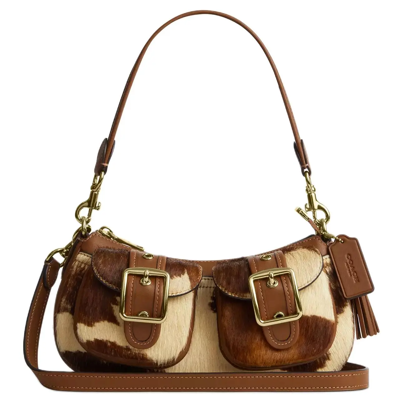 COACH Ashton 25 Logo Pendant Hardware Satchel Bag for Women, Crossbody/Shoulder Style, Brown