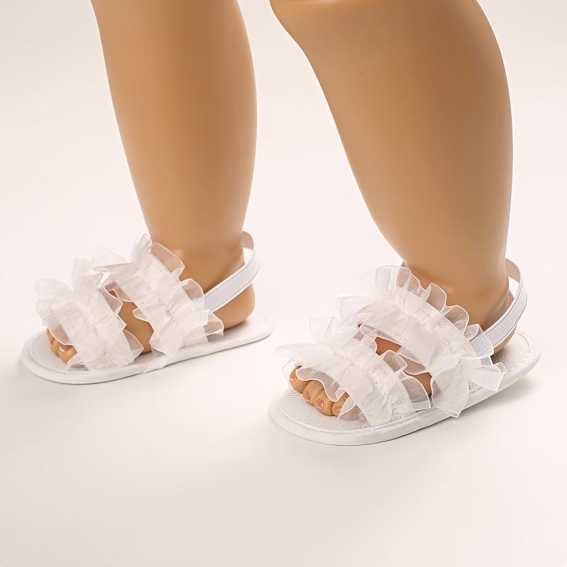 Baby Lace Trim Soft Soled Shoes Infant First Walkers Formal Outfits Newborn Sandals Hundred Day Celebration