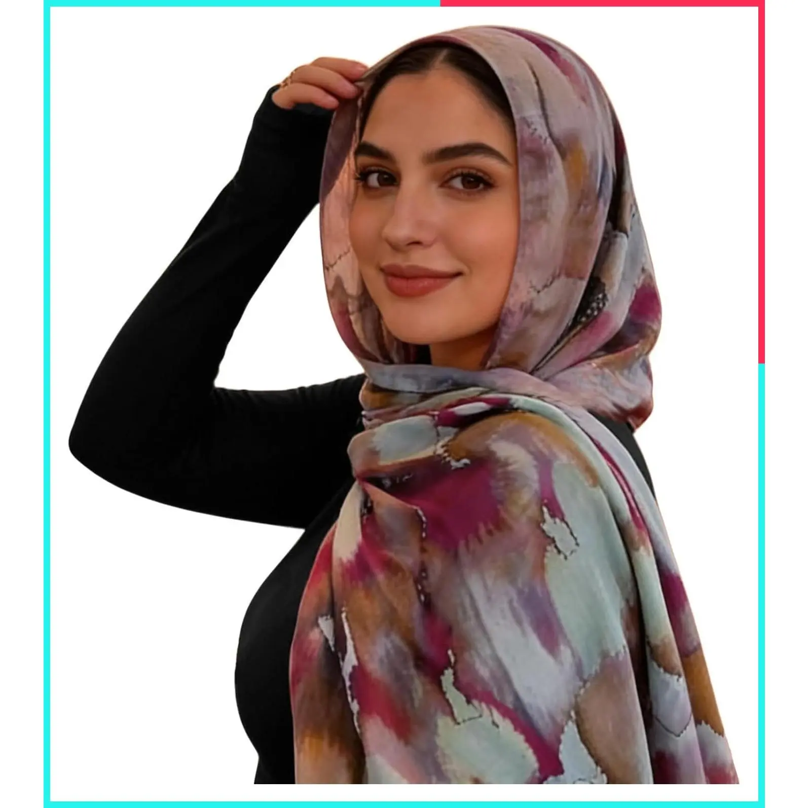 Women's Fashion Printed Modal Hijab Scarf Lightweight Long Head Wrap Shawl