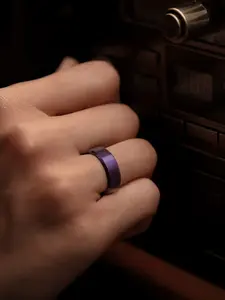 Ladies' Elegant Purple Tungsten Steel Ring - Simple Design, Suitable for Both Men and Women, Perfect for Christmas and Anniversary Celebrations, Suitable for Daily Wear and Parties, Party Accessories | Easy Ring | Durable Ring