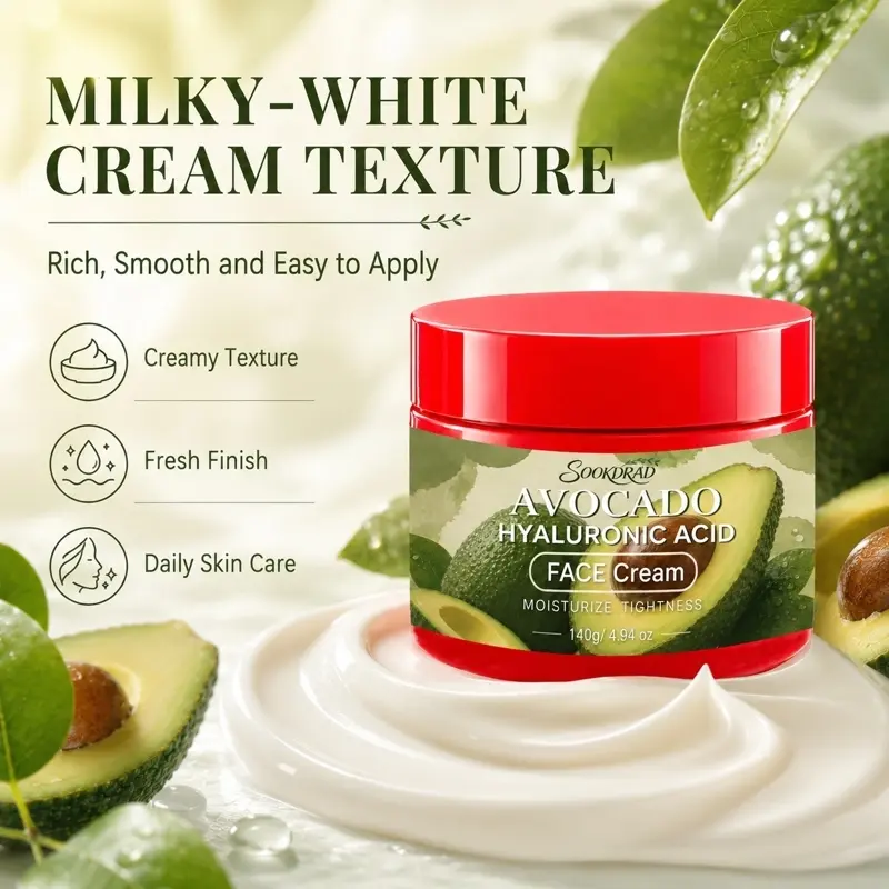 Avocado Hyaluronic Acid Face Cream, Moisturize, Tighten, For Face, All Skin Types, Daily Skincare, 140g