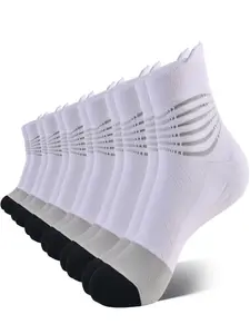 Compression Ankle Support Socks, 6 Pairs, Moisture Wicking, Cushioned, Athletic Socks for Plantar Fasciitis Relief, Breathable Mesh, Women's Gym Wear