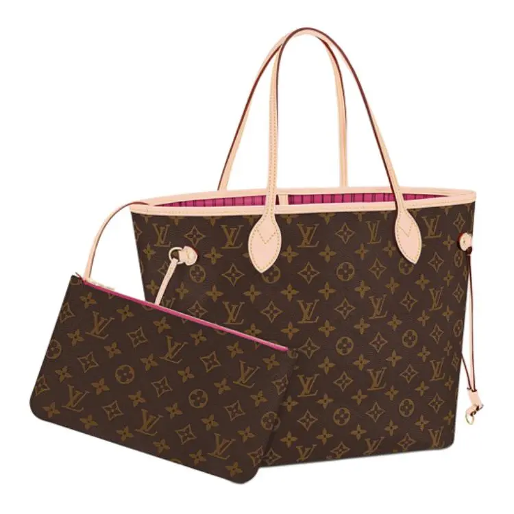 Louis Vuitton Neverfull Monogram Tote Bag for Women, Medium Size, Coated Canvas with Leather Trim, Brown
