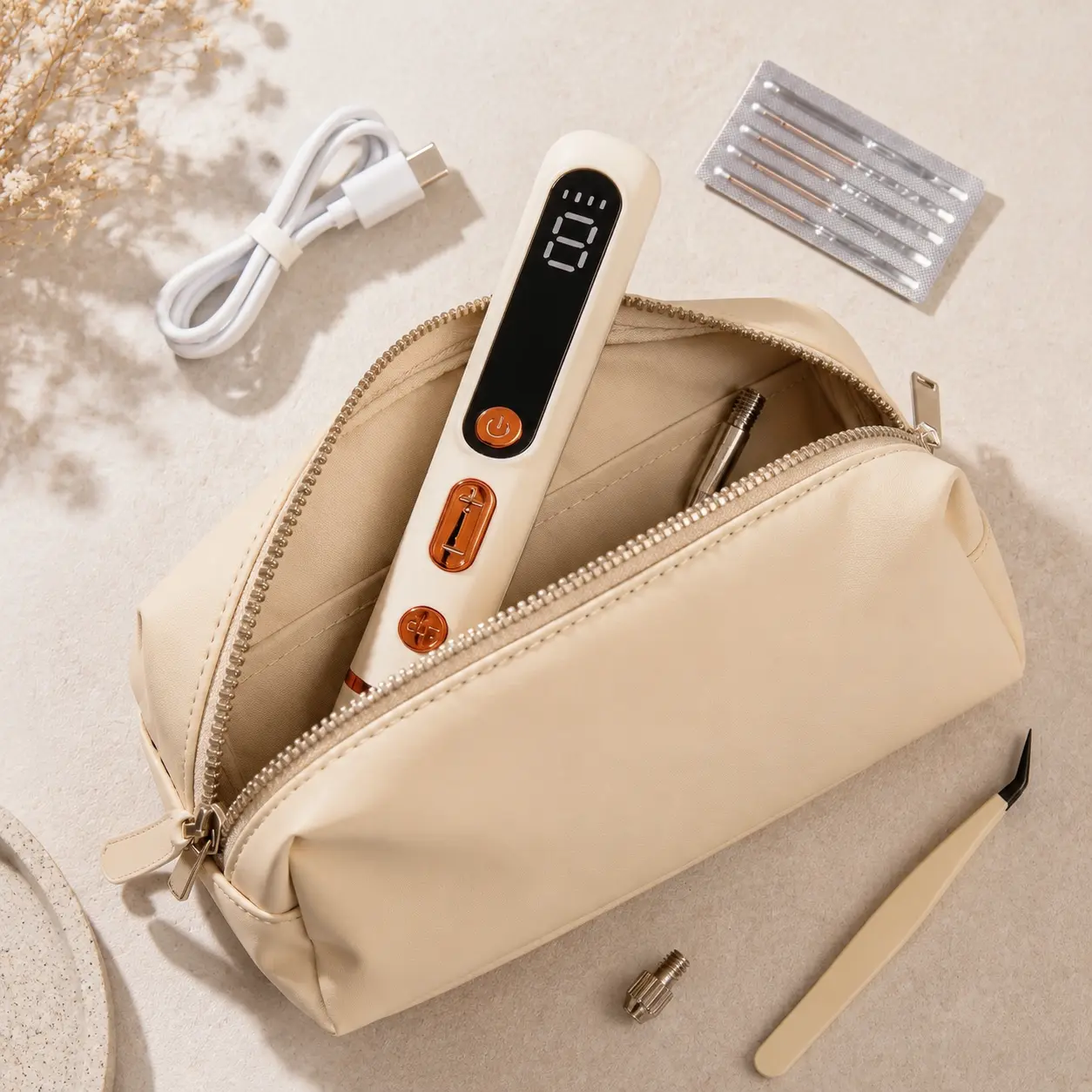 Portable Lightweight Cosmetic Skin Beauty Pen, Rechargeable Adjustable Multi-Speed Facial Care Device with Charging Support for Daily Use, Adjusting Speed And Depth Settings, Rechargeable Battery