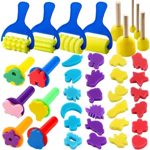 Paint Sponges for Kids, 39pcs Early Learning Toddlers Sponge Paint Brushes Stamps Foam Art Craft Drawing Toolsfidget toys