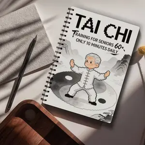 Tai Chi 28-Day Plan Twin-Wire Spiral Planner, 10-Min Daily Exercise Tracker, Practice Record Notebook