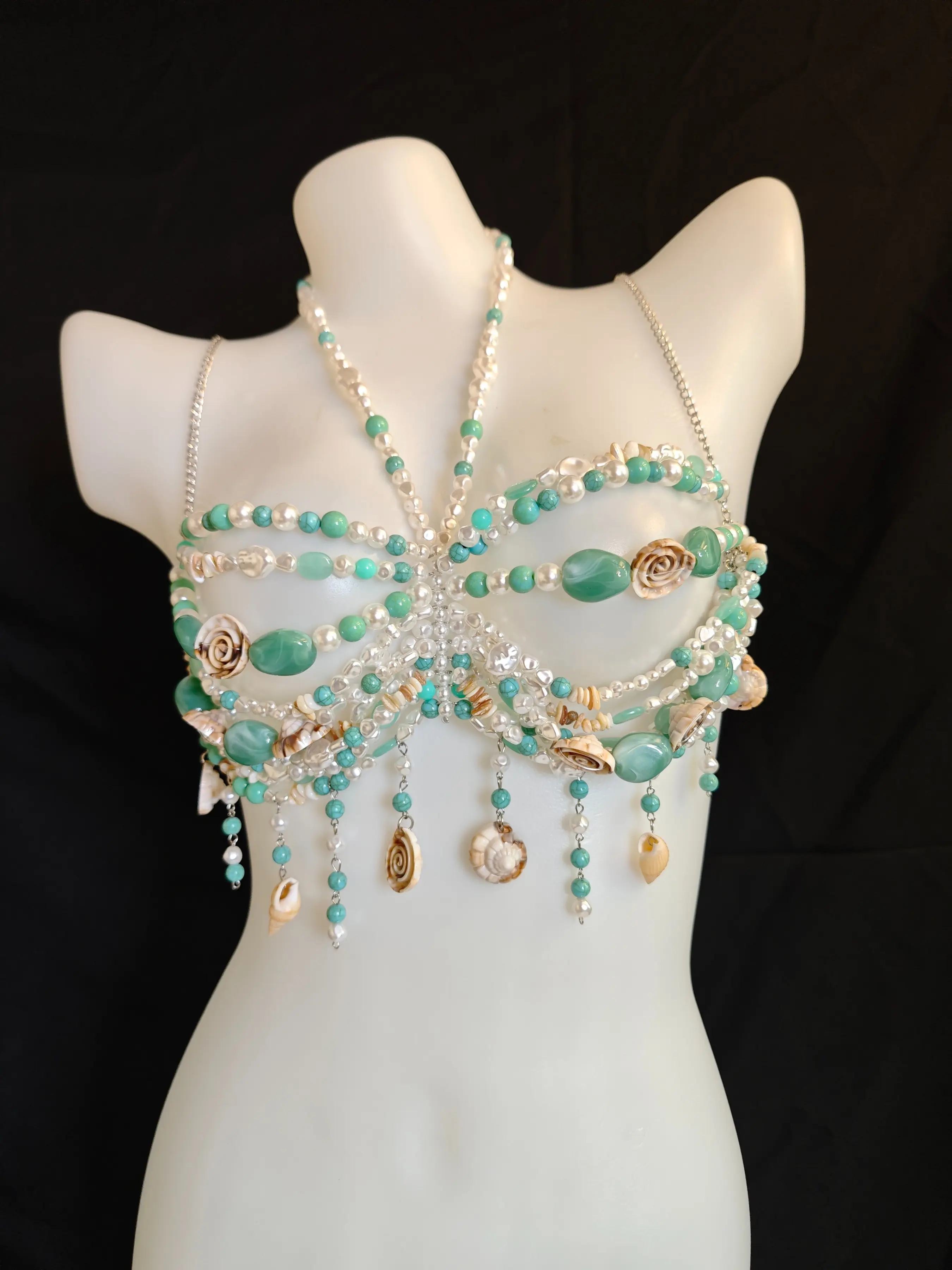Unisex Acrylic Crystal Pearl Body Chain, Body Jewelry, Shell and Conch Decor, Perfect for Parties and Beaches, Ideal for Music Festivals and Bikinis