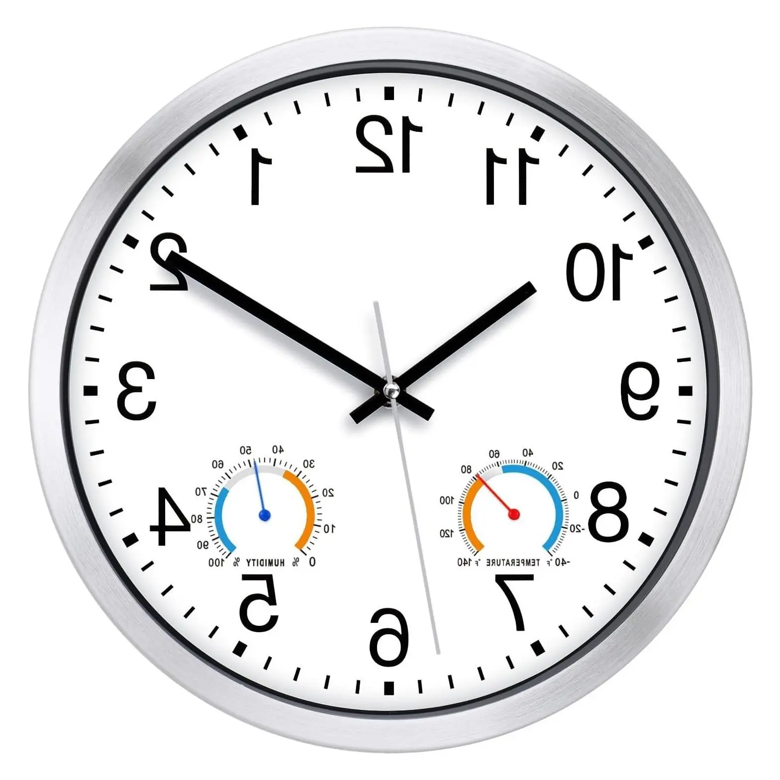 12 Inch Outdoor Clock Waterproof with Thermometer Combo, WhiteGift
