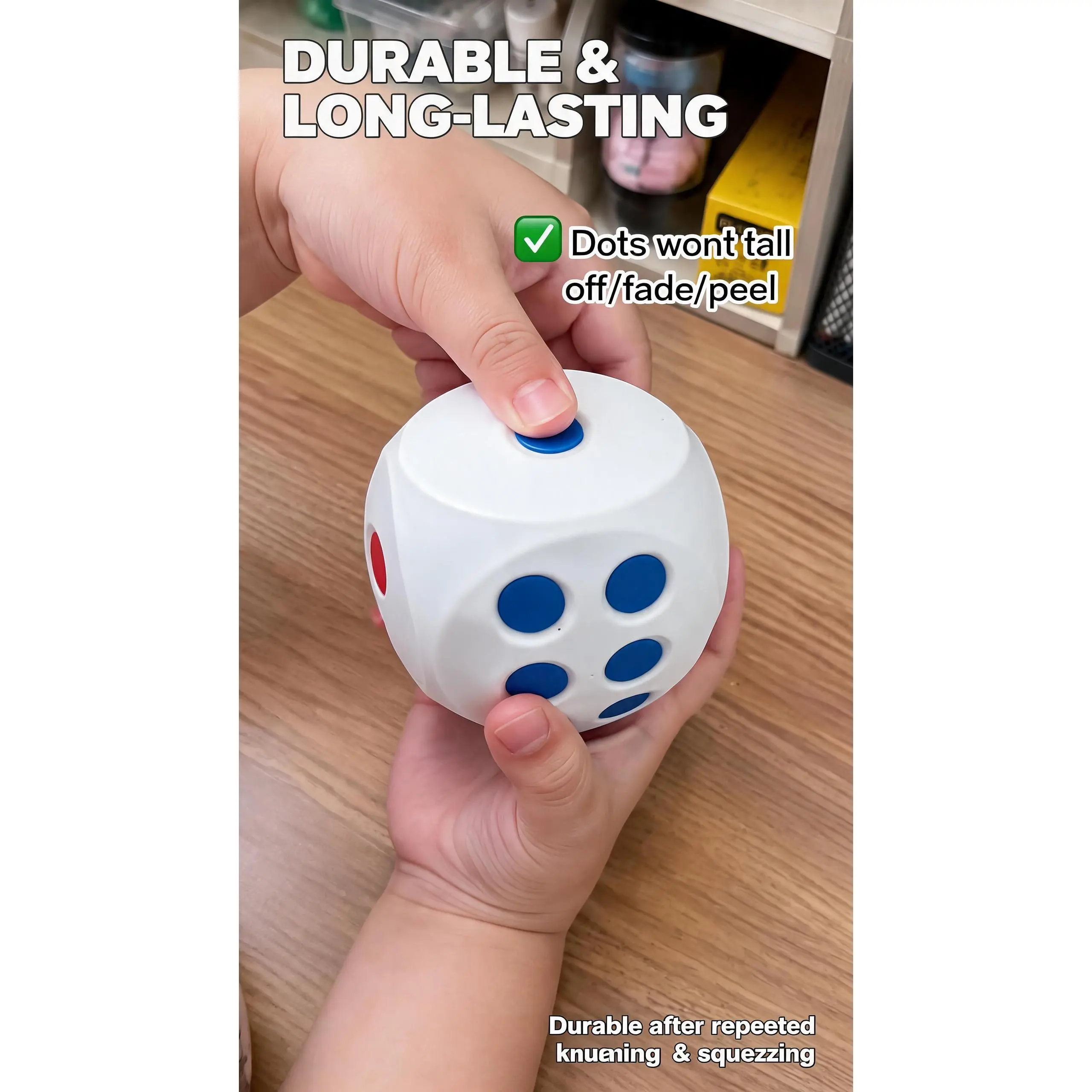 Squishy Slow Rebound Large Dice Stress Relief Toy,It can relieve anxiety and is a sensory toy suitable for both adults and children.,Creative Stress Relief Squeeze Toy