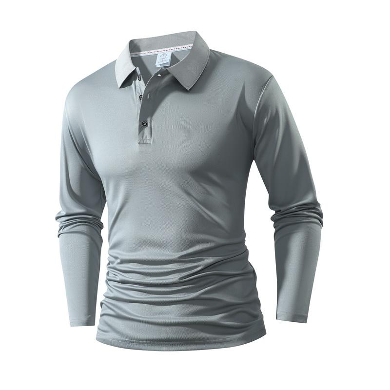 Men's 4-Piece Long Sleeve Polo Shirt Set Quick Dry Golf Tennis Clothing Comfortable Color Block Collar Cuff Design for Casual & Athletic Wear