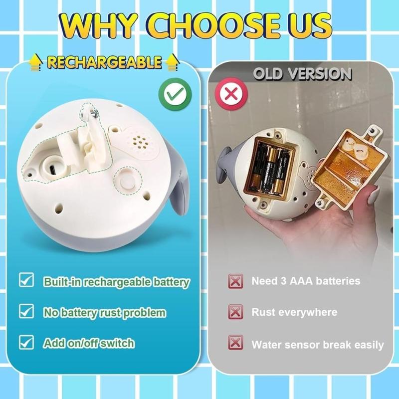 Light Up Whale Sprinkler Bathtub Water Pool Toy for Toddlers 1-3 2-4 Kids Ages 1-3 or Babies 0-6-12-18 Months Infant Bath First Birthday Gifts Fun Hover Grow Space Duck Sports Toys Easy Clean Floating Ball Bulk Foam