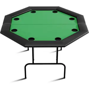 Garvee 8 Player Octagon Poker Table - Collapsible Casino Card Table for Home & Parties - Stainless Steel Cup Holders, Padded Rails, Sturdy Metal Legs, Green Felt Surface - Ideal for Game Nights - Green with plastic cup