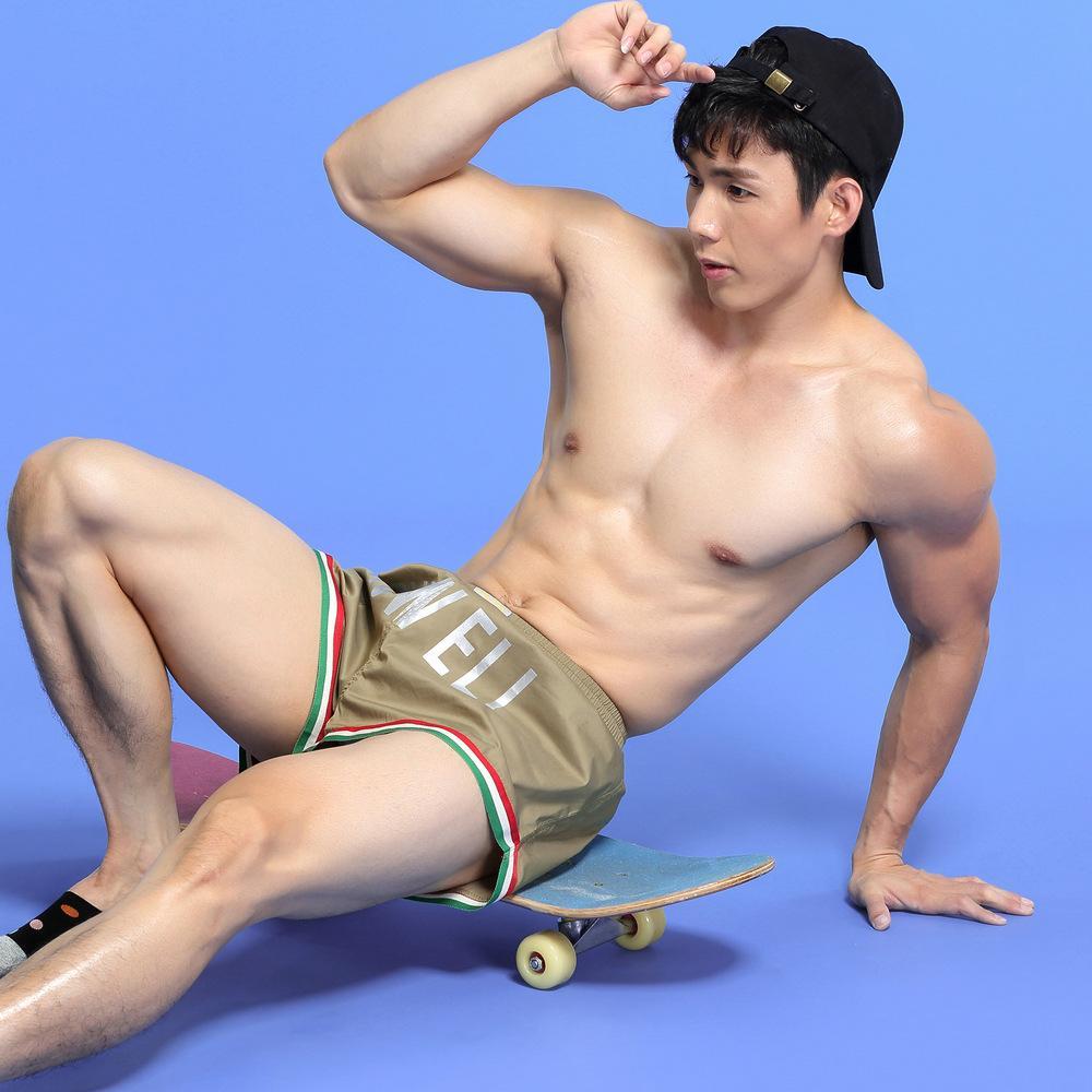 Tauwell Mens Sports Shorts Trendy Comfortable Youth Casual Three-Point Pants Polyester Fabric  - Menswear Trouser Elastic