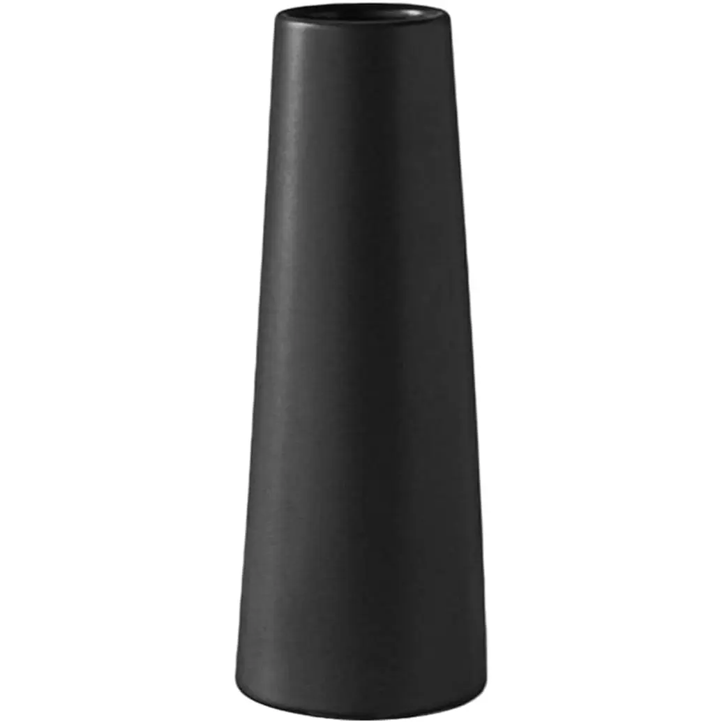 Black Ceramic Vase, 8.5 Inch Flowers Vase for Pampas Grass, Rustic Table Vase for Centerpieces, Simple Modern Vase for Home Office Decor - Matte Black