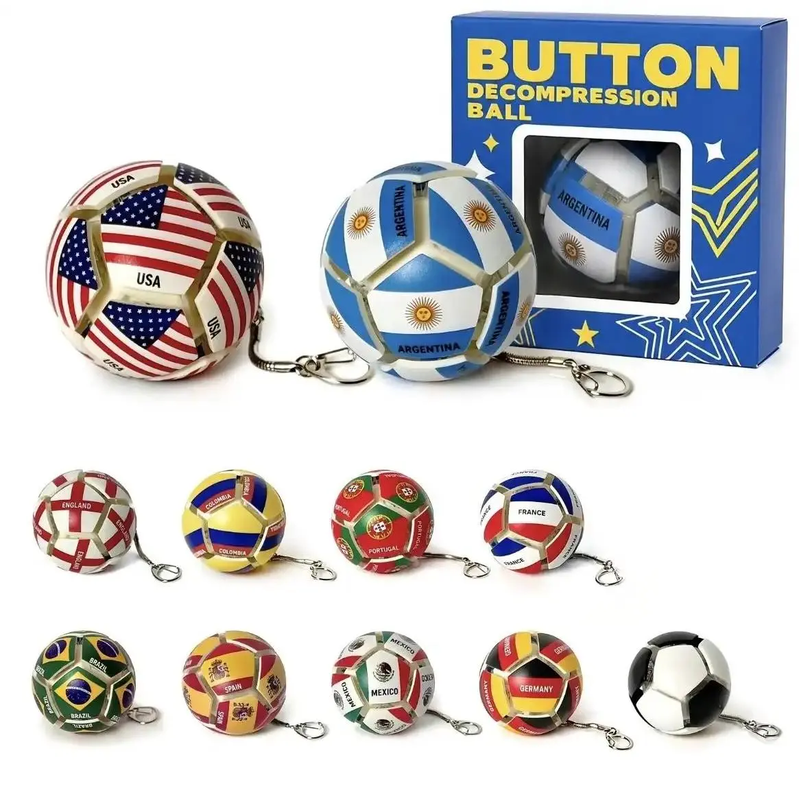 Light‑Up Fidget Soccer Ball Keychain ✨ | Press to Glow Stress Relief Toy, Cute Ornament for Car Interior & Backpack