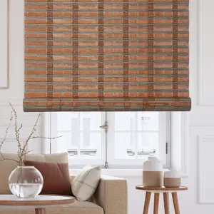 Roman Bamboo Blinds Roller Shades for Interior Windows, Roll Up Blinds for Indoor Outdoor Patio 30" W x 64" H