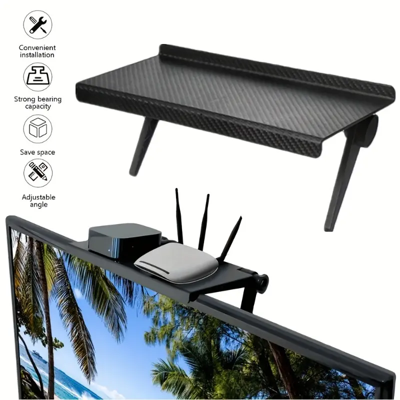 Home Office Computer and Router Stand, Floating Storage Shelf for TV and Monitors, Universal TV Top Shelf, Space-Saving Storage Rack for Living Room and Bedroom Audio-Visual Entertainment