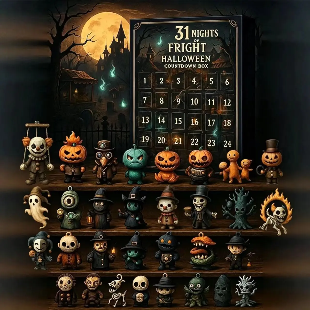 Terrifying Halloween Countdown Blind Box, Gothic Mini Doll, Surprise Gift for Halloween Countdown, Perfect for Horror Lovers
