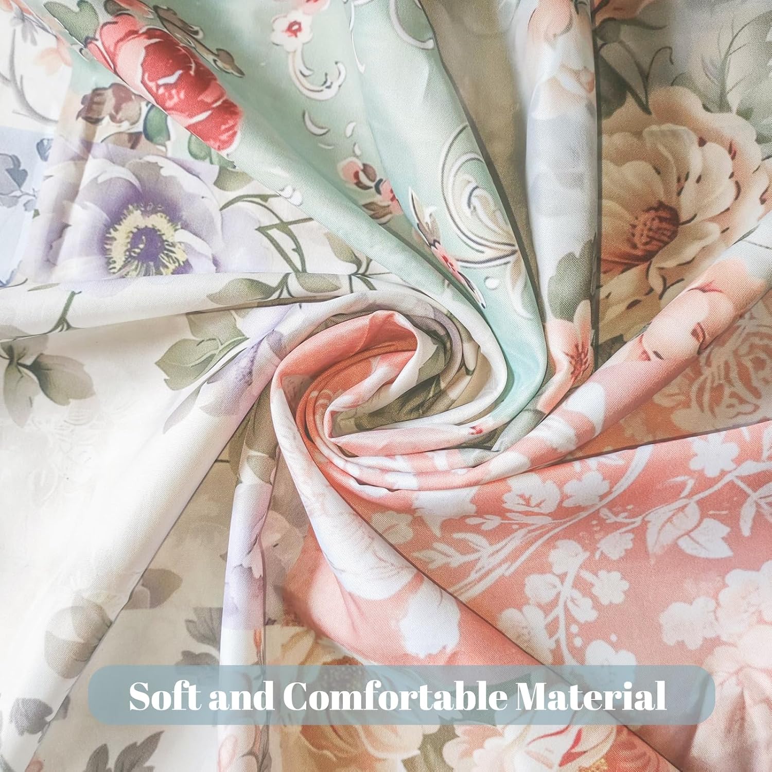 Boho Shower Curtain - Floral Patchwork with 12 Hooks - Mid-Century Retro Bath Curtain for Boho Floral Bath Decor - Fabric 72 X 72 Inch Boho Shower Curtain - Floral Patchwork with 12 Hooks - Mid-Century Retro Bath Curtain for Boho Floral Bath Decor - Fabric 72 X 72 Inch