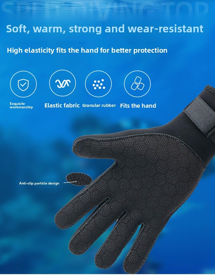 3Mm black diving gloves Epoxy non-slip and anti-wear fishing cycling gloves catch fish
