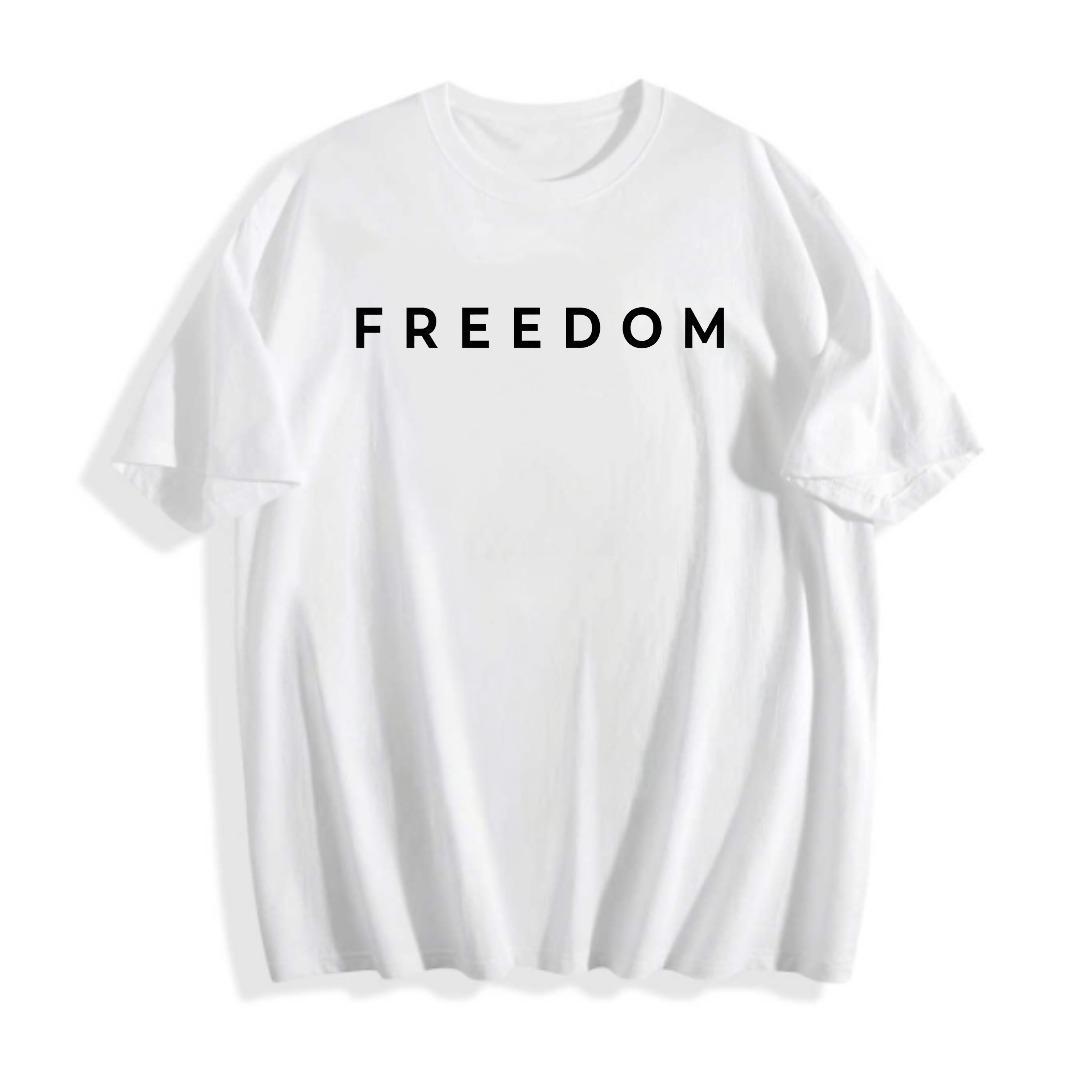 Minimalist Style Men's T-Shirt Freedom Text Design Casual Wear For Everyday Use Gift For Him