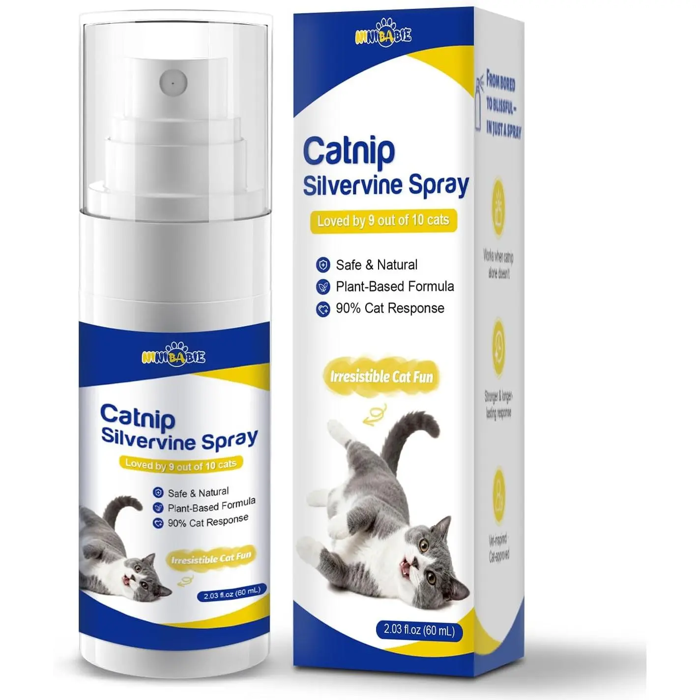 Upgraded Catnip Spray for Cats with Silvervine–Natural Dual-Plant Formula,Loved by 9 Out of 10 Cats,Cat Nip Spray Refresh Toys&Training Aid for Indoor Cats
