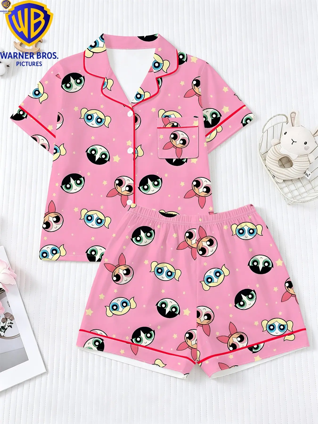 Warner Bros Official the Powerpuff Girls Kids Two-Piece Set, Soft Breathable Pajamas, 3D Cartoon Print, Perfect Gift