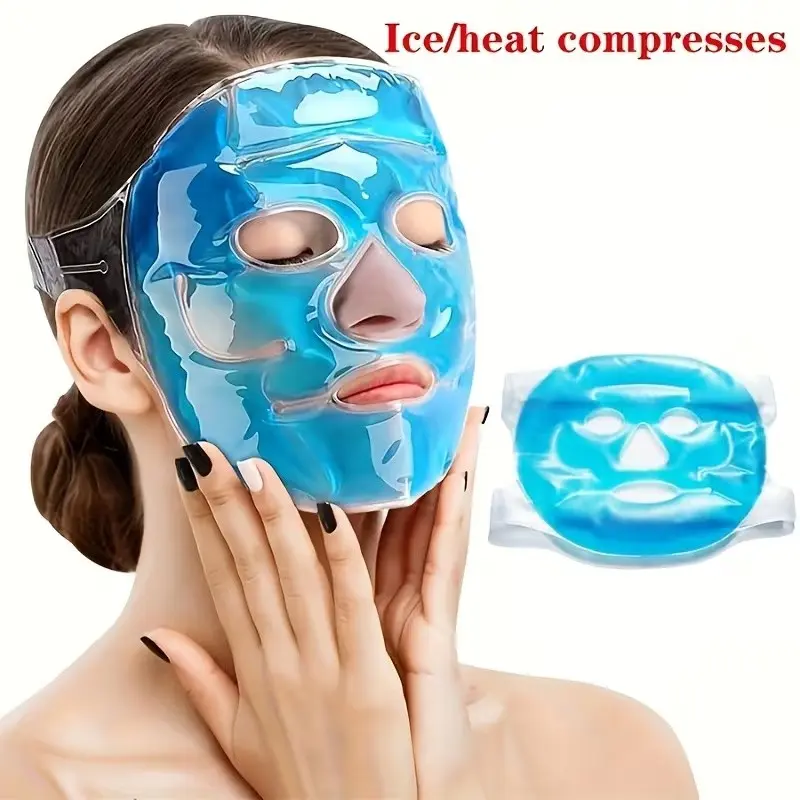 Reusable Gel Face Recovery Mask, Cold Hot Therapy for Facial Care, Relieves Swelling Fatigue Pain, Adjustable Strap, PVC Material, Home Use