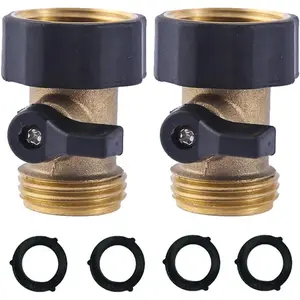 HQMPC Heavy Duty Brass Shut Off Valve Garden Hose Shut Off Valve Garden Hose Connector (2PCS) +4 Extra Pressure Washers