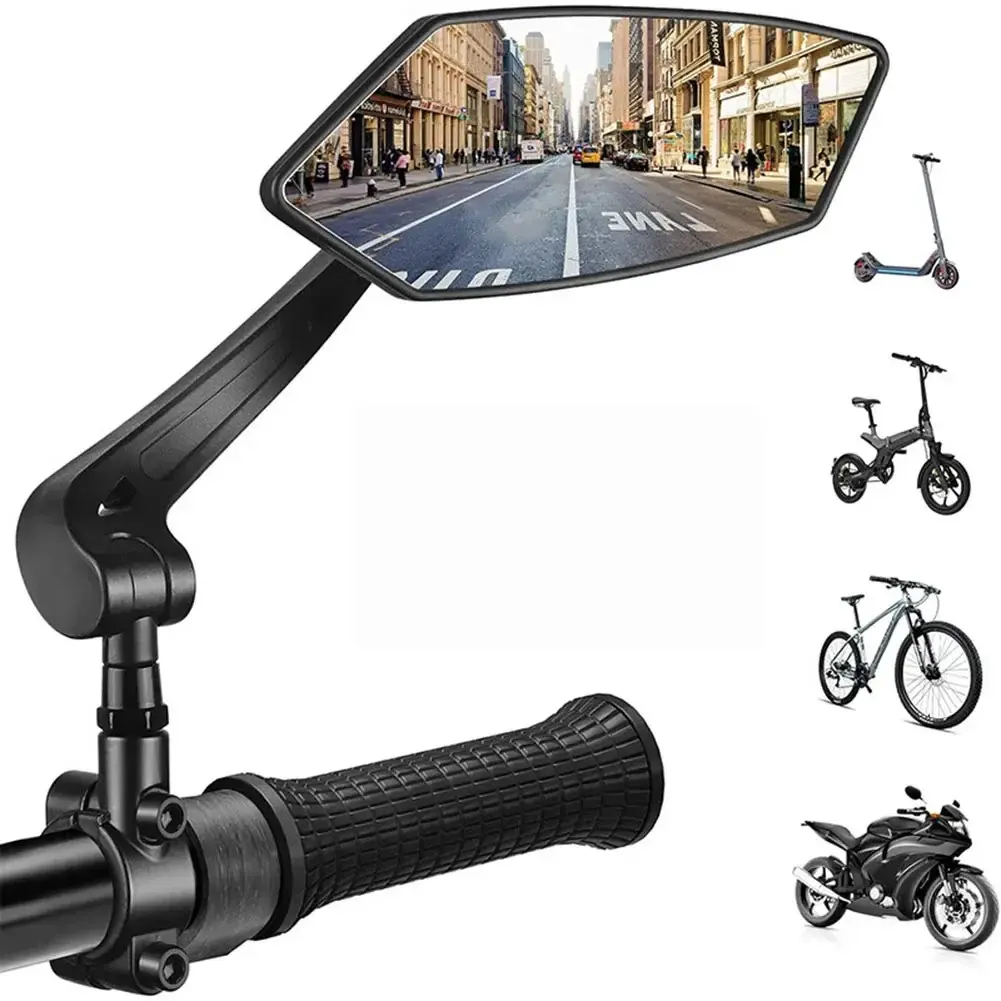 1 Pair Bicycle Handlebar Reflective Mirror, 360° Rotatable Wide Angle Rear View Mirror, Mountain Bike Safety Mirror, Multi-Functional, Rearview Mirrors