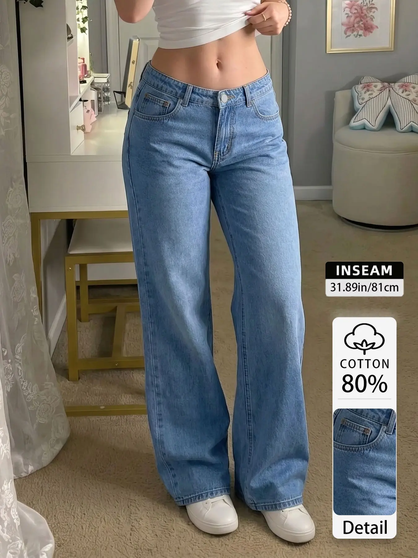 Low Rise Baggy Wide Leg Jeans for Women, Trendy Streetwear Denim Pants, Flattering Slimming Fit, Sexy Chic Summer Bottoms, Latin Style, All Season Casual Everyday Trousers