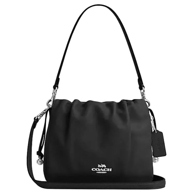 COACH Faye 22 Logo Cloud Clutch Handbag for Women – Leather Crossbody Bag with Magnetic Closure, Black