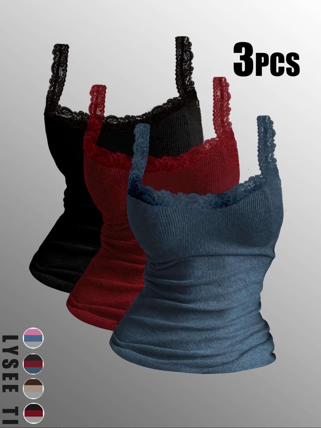 Women's Contrast Lace Tank Top, Casual Comfy Breathable Sleeveless Top, Ladies Clothing for All Seasons