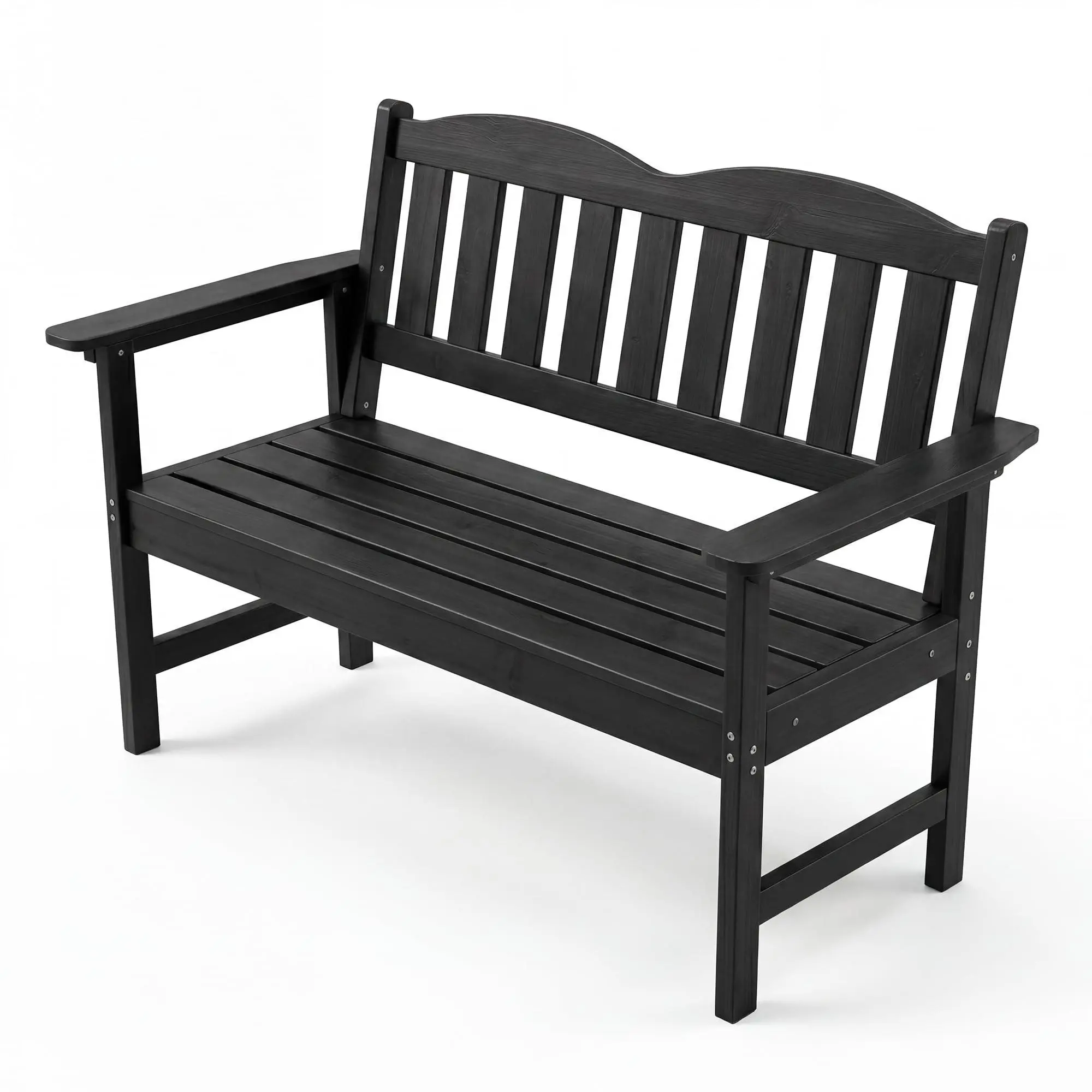 Garvee 47 in 2-Person Heavy-Duty Outdoor Garden Bench - Weatherproof Poly Lumber, 800 lbs Capacity, Slatted Look, Curved Backrest, Wide Arms for Patio, Yard, Two People