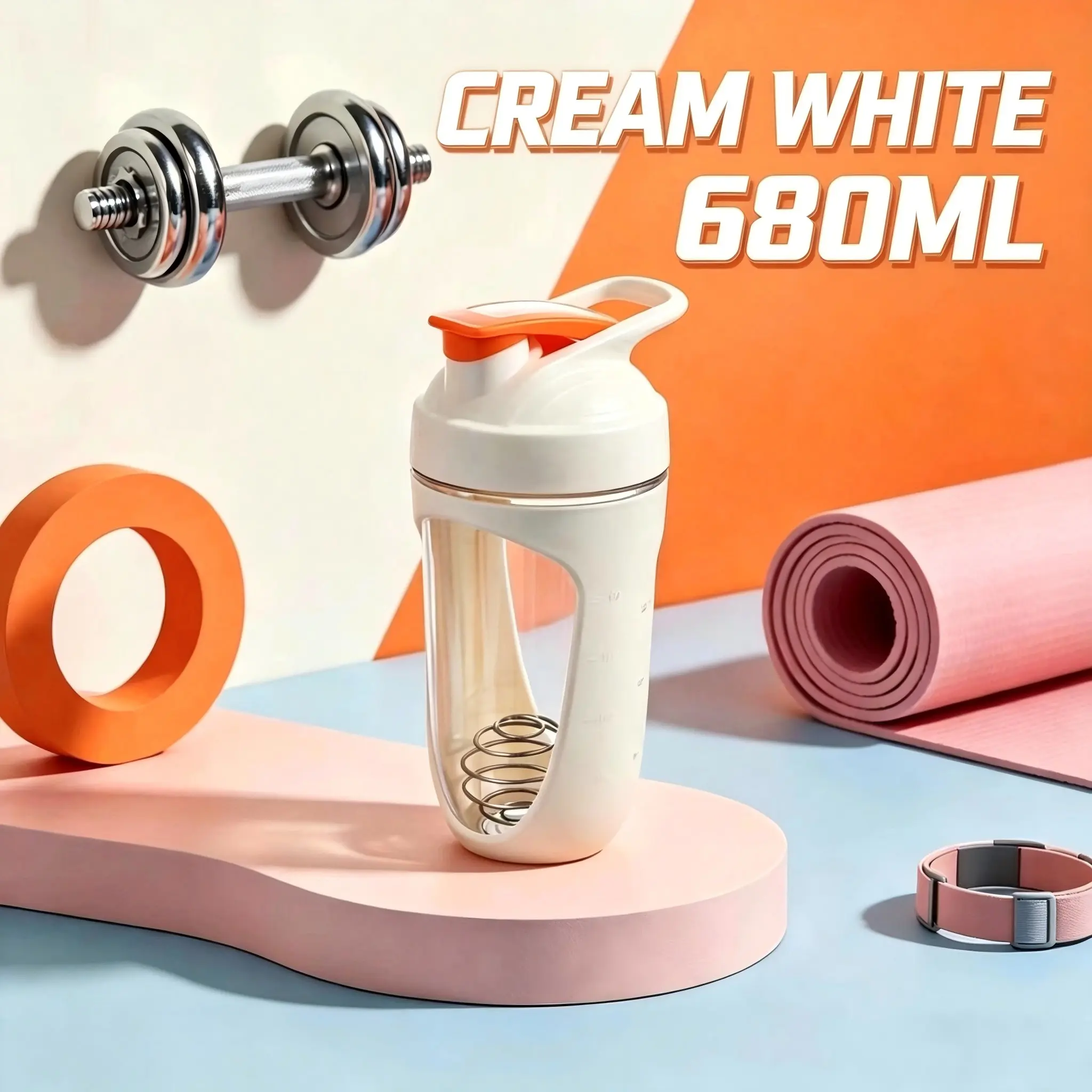 2026 New Food Grade PP Material High-End Fashion Portable Double-Layer Thick Protein Shake Shaker Cup, Ideal for Sports, Home Use, Camping