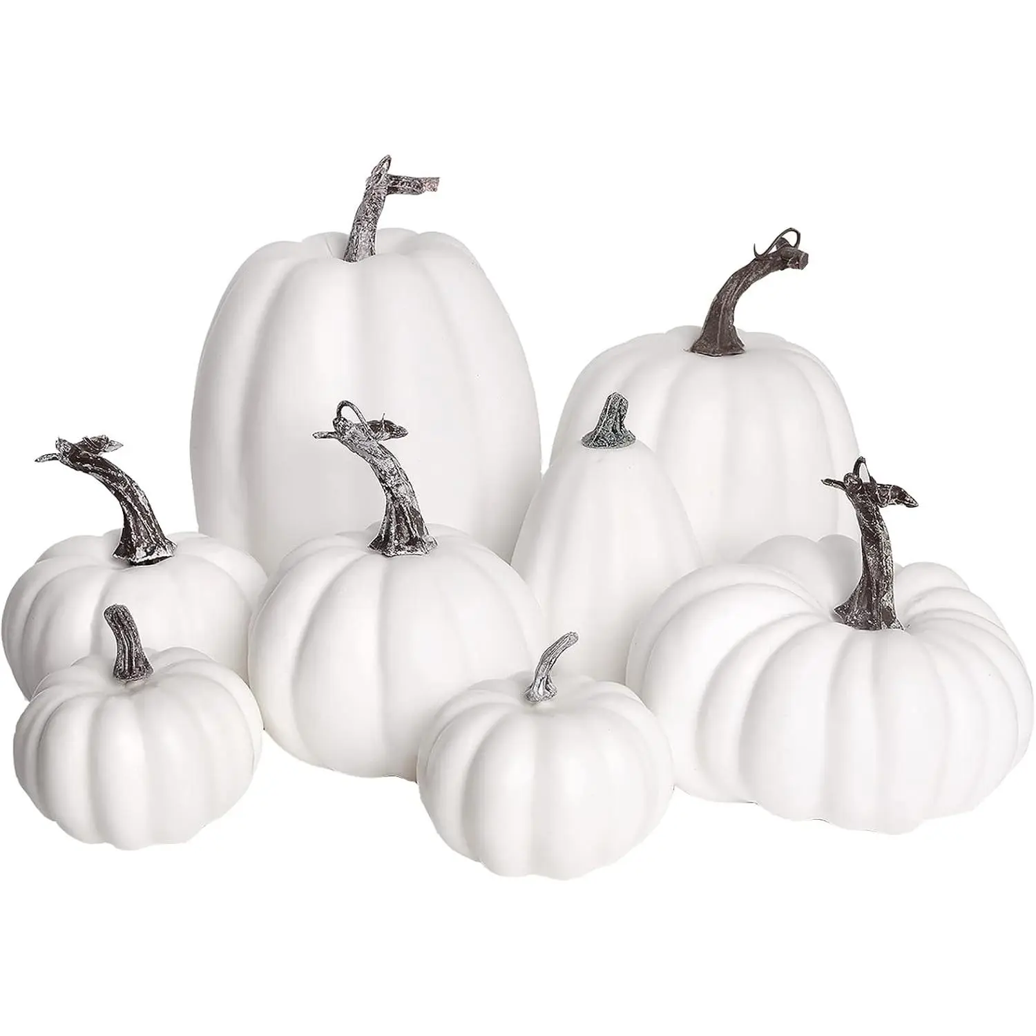 Fall Artificial Pumpkins, White  Pumpkins Thanksgiving Decoration Autumn Large Gourds for Halloween Harvest Décor